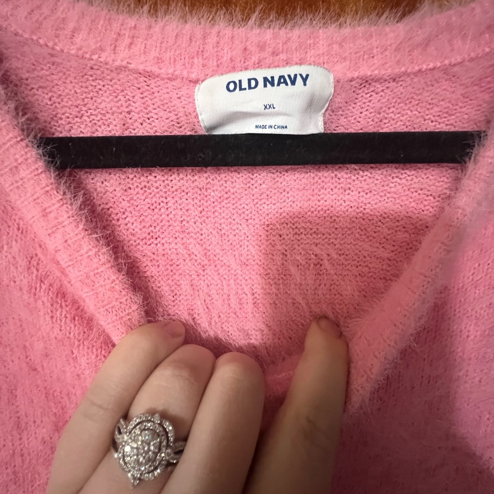 Oversized bubblegum pink eyelash fuzzy sweater